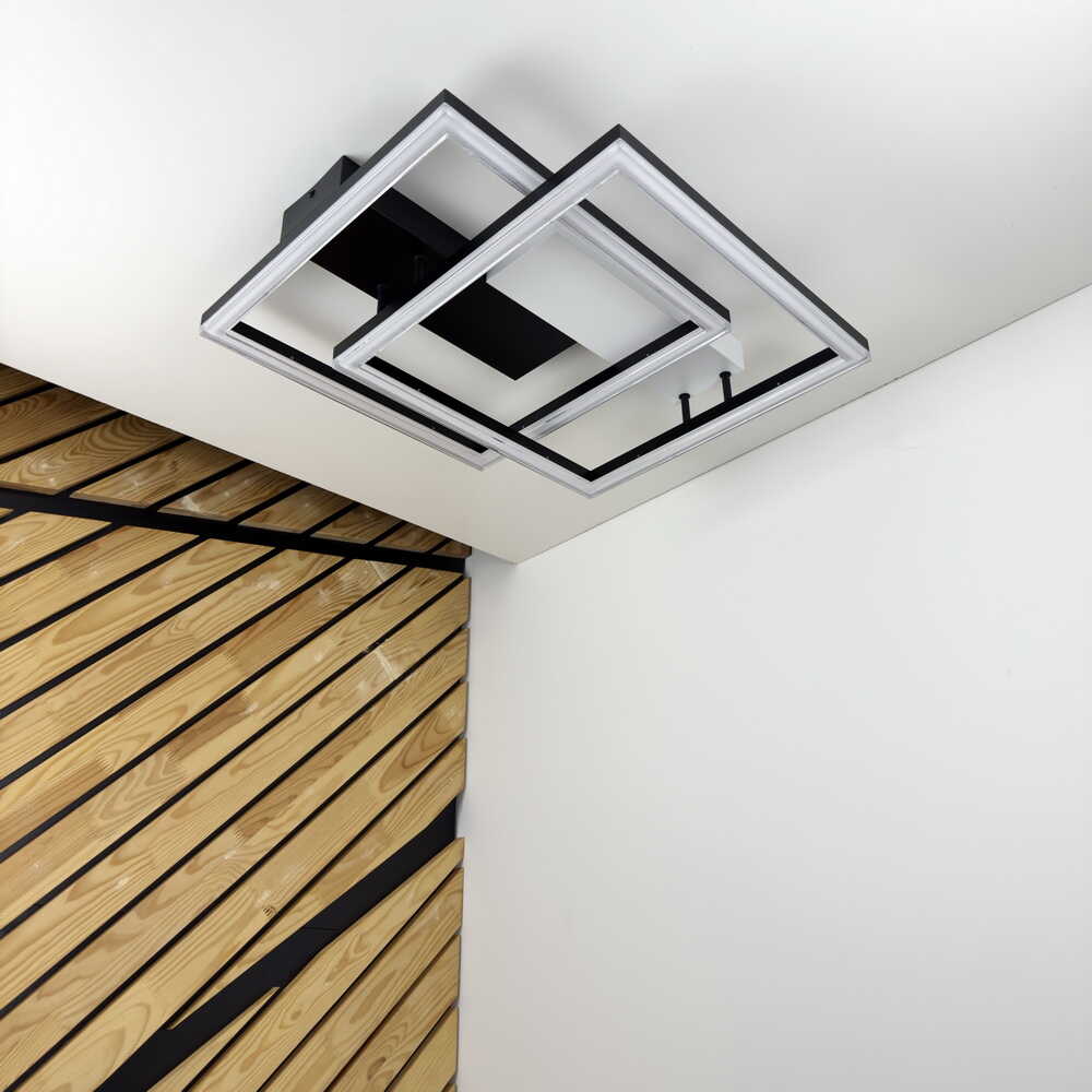 Светильник LED smart BRIONI-S с пультом 84Вт 3000-5000K 5300Lm Квадратный Бело-черный 220705